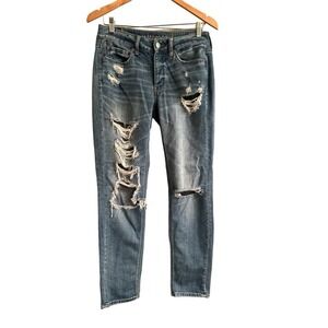 American Eagle Outfitters Women's Tomgirl Ripped Soft Denim Jeans Size 2 Blue